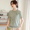 W052-2516-75-138妈妈夏装短袖绣花T恤2025新款洋气中老年女高档冰丝小衫薄款上衣 商品缩略图0