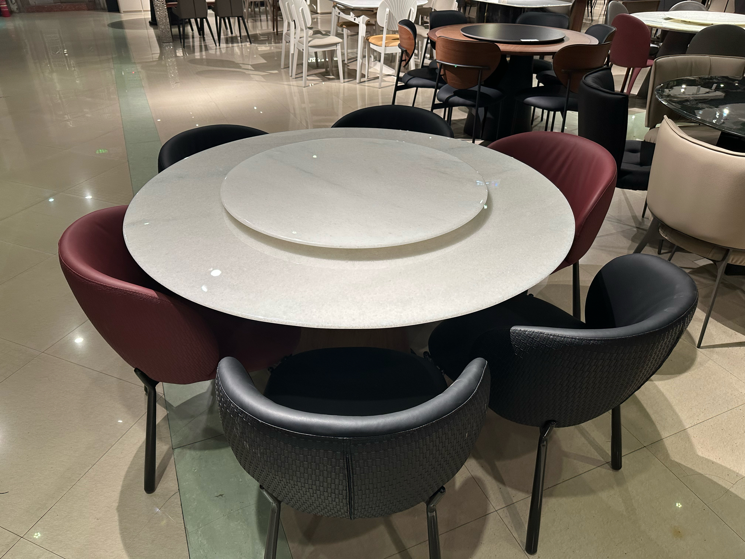 越南白水晶天然石圆台圆餐台+转盘/A433-YT839