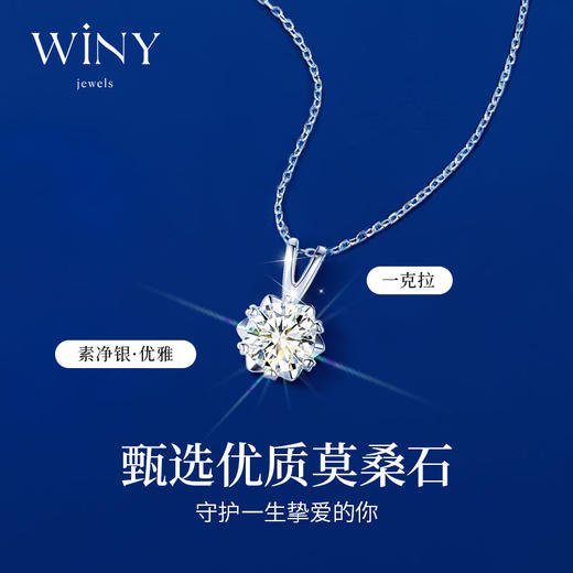 Winy 足银999耀梦项链镶嵌1克拉（莫桑钻）配证书送女友闺蜜节日生日礼物 商品图1