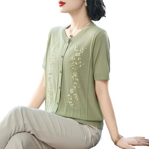 W007-2520-88-138新款2025妈妈夏装针织小衫中老年女装母亲节短袖上衣冰丝洋气t恤 商品图4