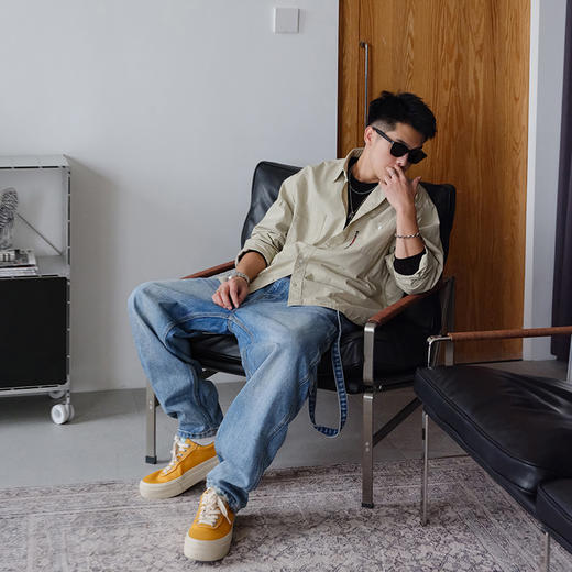 徐太浪日系复古设计感红绳长袖衬衫男2025新款秋季纯棉休闲衬衣潮 商品图1