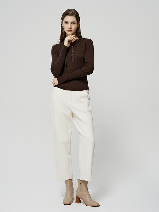 【纯羊毛针织运动套衫】25年秋冬新品女士100%羊毛针织套衫时尚修身连帽运动外套 商品图2