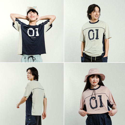 【出游季特惠】ACMEITEM爱棵米-拼接数字运动T恤GAG3440607C 商品图1