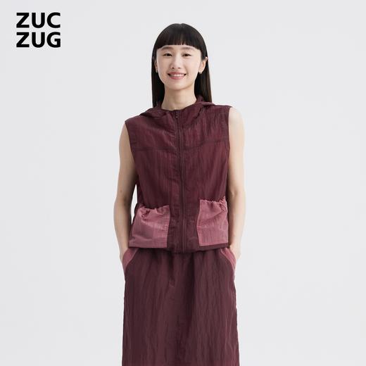 2楼素然轻薄拼色尼龙布带帽马甲吊牌价1250 商品图0