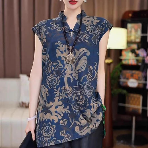 A34459高品质减龄中年女真丝新中式国风提花短袖衬衫夏大码修身显瘦衬衣 商品图0