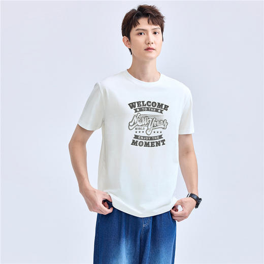 佐丹奴男装纯棉印花圆领针织短袖T恤13094209 商品图0