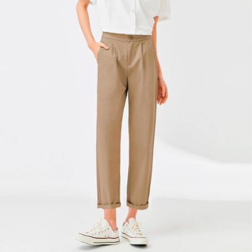 佐丹奴九分裤女装纯棉梭织纯色中腰薄休闲九分裤 13423221 商品图2