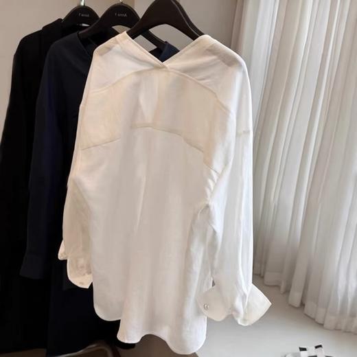 卷卷紫V领棉麻衬衫｜面料舒适，亲肤透气 商品图7