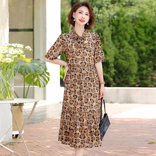 W509-228-102-168中年妈妈夏装短袖印花连衣裙2025新款洋气质中老年女装长裙子衣服 商品图2