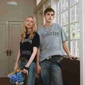 IDEVERRAY夏季美式休闲字母情侣装短袖T恤男装上衣21MSL-TM621