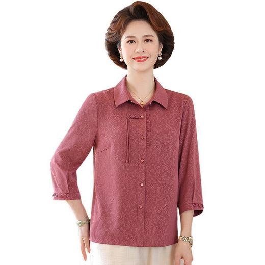 W613-2562-95-158中老年人夏装真丝上衣女新中式妈妈夏季洋气衬衫 商品图4