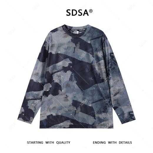 T4503SDSA夏季新款男士痞帅国潮不规则晕染设计圆领长袖T恤休闲气质 商品图1
