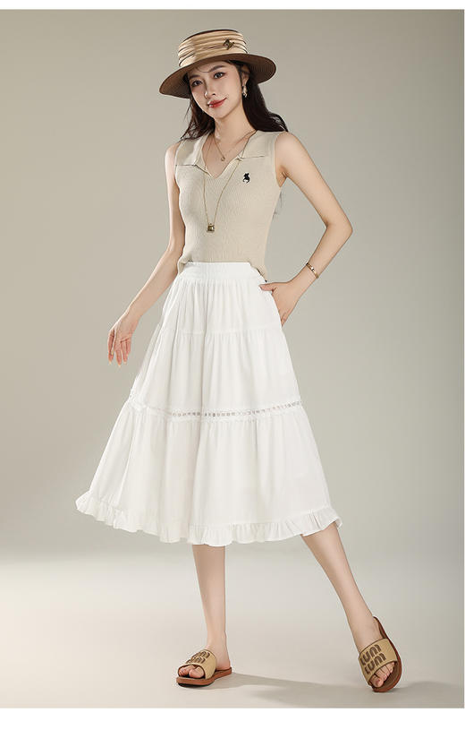 2025夏款蕾丝垂感修身A字裙松紧腰休闲洋气减龄半身裙MYX99997 商品图2