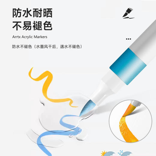 【优质高密度笔头 绘画更丝滑】 颜色更齐全 软头丙烯马克笔🎨防水不褪色，轻松搞定细节&大色块，创作灵感一笔到位 商品图3