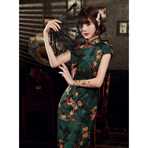民国风老上海旗袍气质名媛少女复古军阀太太连衣裙秋冬季长款素雅 商品图2