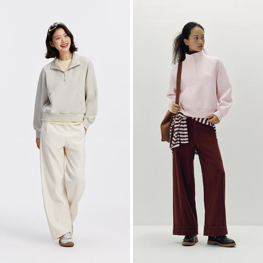 [商场同款]森马卫衣女插肩袖立领宽松运动风2025新款吸湿速干秋装 商品图4