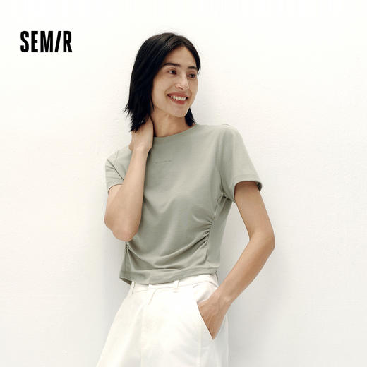 [商场同款]森马短袖T恤女短款收腰吸湿速干2025夏季新款修身衣服 商品图1