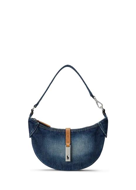 女王丹宁牛仔包。头层牛皮+金属五金，月牙儿腋下包单肩包C080358 商品图6