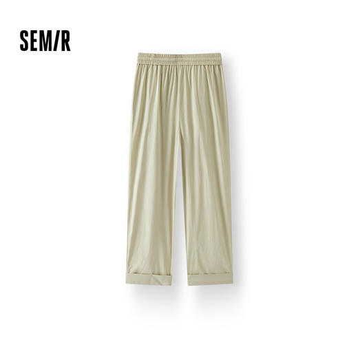[商场同款]森马休闲裤女慵懒打褶宽松阔腿裤2025夏新款卷边九分裤 商品图1