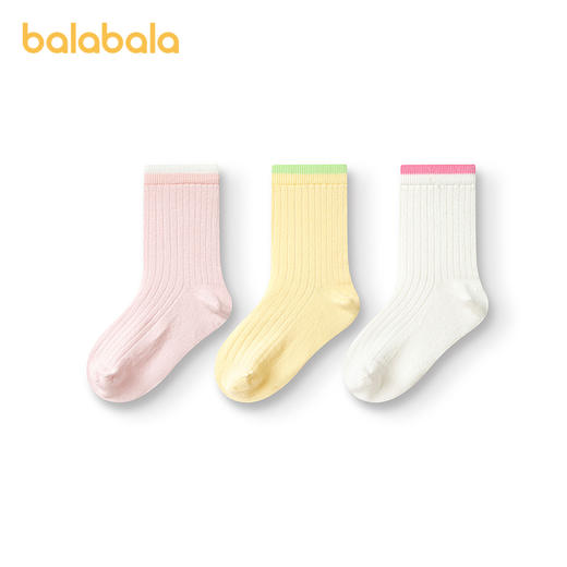 【商场同款】巴拉巴拉女童袜子秋新品儿童中筒袜舒弹不勒脚三双装 商品图4