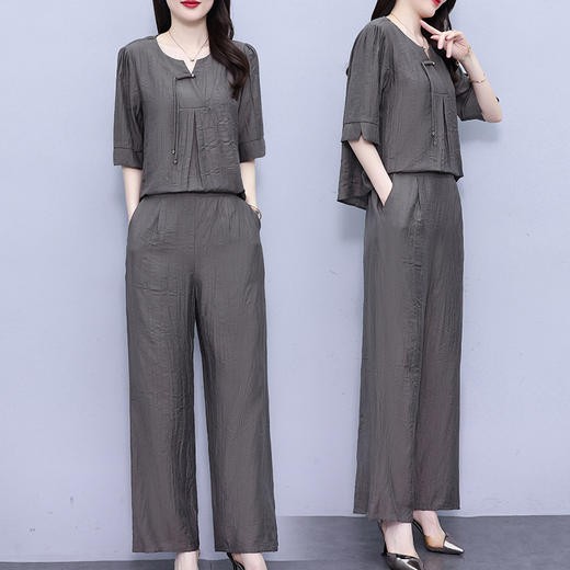 套装女2025新款夏季时尚轻奢高级感两件套阔腿裤套装 商品图3