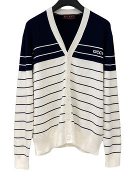 中性款刺绣条纹针织开衫012