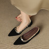 【预售5天】法式尖头铆钉粗跟单鞋女新款羊反拼色气质浅口瓢鞋通勤高跟鞋JLY&18-739 商品缩略图4