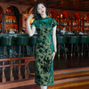 帝王绿优雅气质旗袍，新款丝绒烧花日常改良OYP24287 商品缩略图3