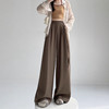 高腰绑带西装裤女春秋小个子高级感垂感直筒宽松休闲拖地阔腿裤子 商品缩略图3
