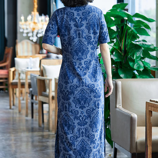 复古优雅中国风棉麻印花旗袍连衣裙OYP90059 商品图1