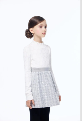 【春上新】【秋季新品】8楼 琳麦罗 LYNN&MILO 灰色粗纺珠片绣小香风半裙