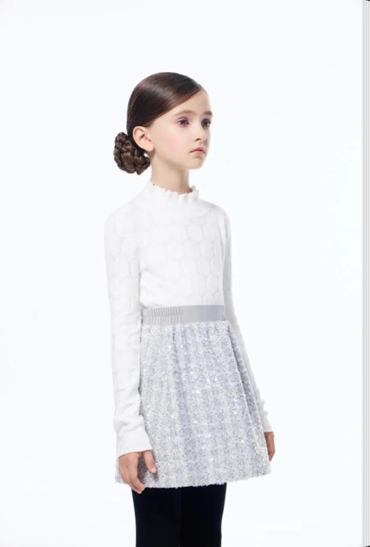 【春上新】【秋季新品】8楼 琳麦罗 LYNN&MILO 灰色粗纺珠片绣小香风半裙 商品图0