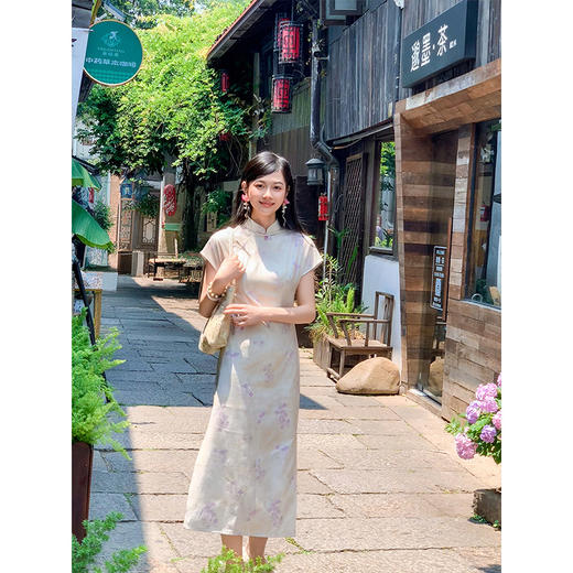ＬＳＢ3971白色旗袍2025新款夏季淑女范新中式改良素雅温柔日常可穿连衣裙女 商品图2