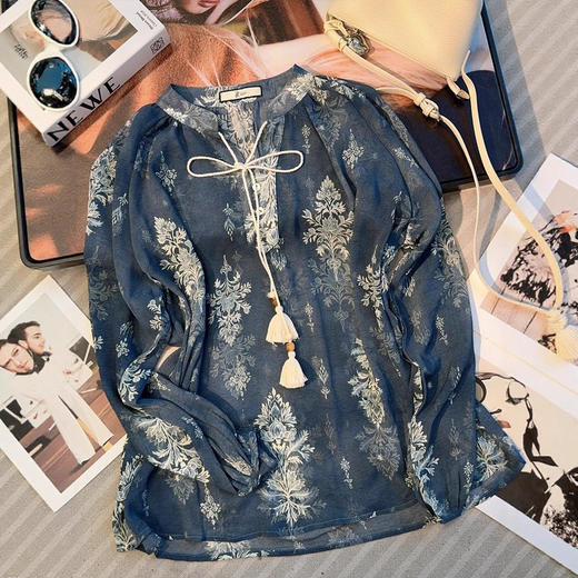 韩风chic一整套女士夏季V领抽绳系带防晒衬衫垂感休闲短裤两件套 商品图3