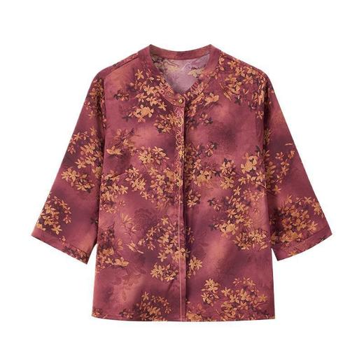 中老年人真丝上衣女洋气妈妈夏装时尚桑蚕丝衬衫喜婆婆婚宴 商品图4