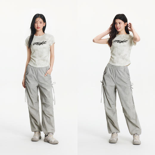 [商场同款]森马休闲裤女晕染工装裤高街2025夏新款肌理阔腿裤小众 商品图2