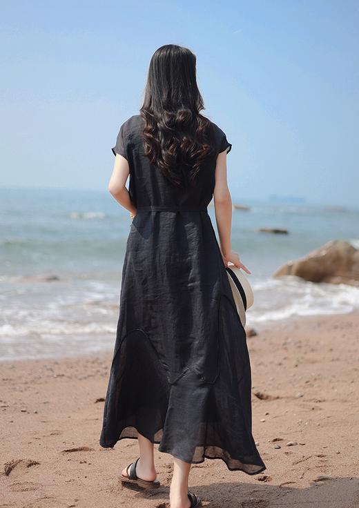 新款高级感波浪拼接收腰小A纯色长裙 商品图12