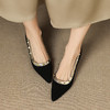 【预售5天】法式尖头铆钉粗跟单鞋女新款羊反拼色气质浅口瓢鞋通勤高跟鞋JLY&18-739 商品缩略图3
