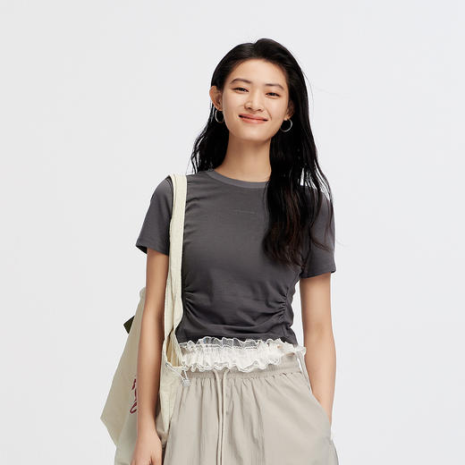 [商场同款]森马短袖T恤女短款收腰吸湿速干2025夏季新款修身衣服 商品图2