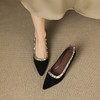 【预售5天】法式尖头铆钉粗跟单鞋女新款羊反拼色气质浅口瓢鞋通勤高跟鞋JLY&18-739 商品缩略图2