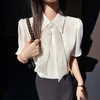 白色翻领雪纺衬衫女士装夏季2025新款法式上衣轻奢高级感短袖气质 商品缩略图2