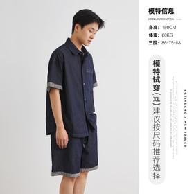 【莱赛尔牛仔男士套装】亦止2025全新牛仔衬衣+短裤时髦套装