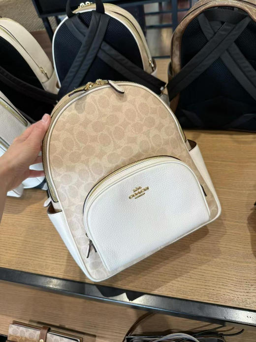 ✨限时折扣1499直邮到手 Coach 经典款中号Court backpack双肩包，老花拼色，双层拉链款，大小正合适，容量大，尺寸约35*21*8cm 商品图0