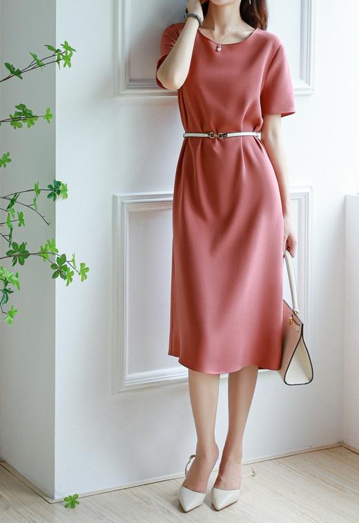 哥弟同款简约知性气质优雅轻熟风醋酸连衣裙 商品图4