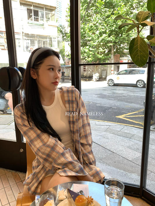 Read Nameless/全棉格蓝格子衬衫 商品图7