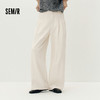 [商场同款]森马休闲裤女纯棉半松紧腰阔腿裤2025秋季新款打褶长裤 商品缩略图1