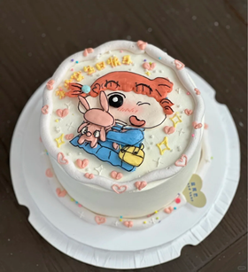 蜡笔小新樱田妮妮与小兔卡通手绘蛋糕-低糖处理无添加