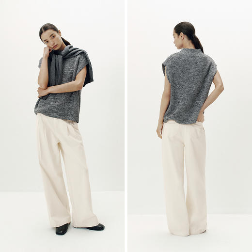 [商场同款]森马休闲裤女纯棉半松紧腰阔腿裤2025秋季新款打褶长裤 商品图4