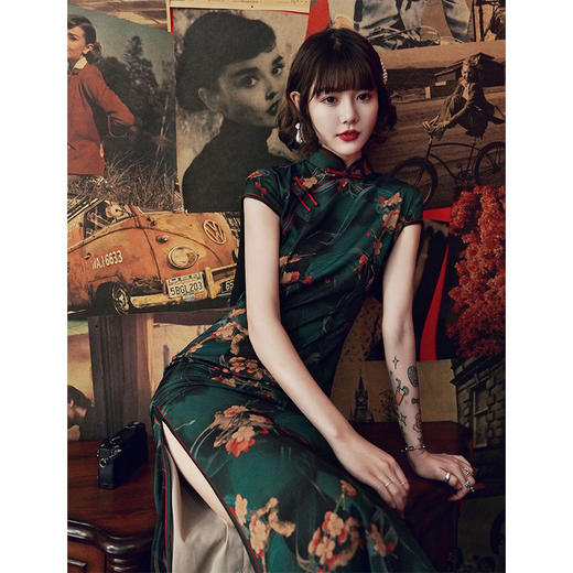 民国风老上海旗袍气质名媛少女复古军阀太太连衣裙秋冬季长款素雅 商品图1