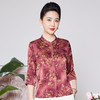 中老年人真丝上衣女洋气妈妈夏装时尚桑蚕丝衬衫喜婆婆婚宴 商品缩略图3